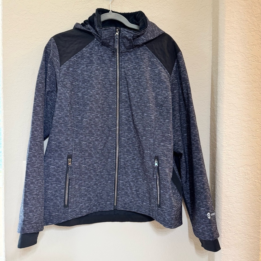 Free Country Black and Gray Zip-Up Women's Jacket Size XL